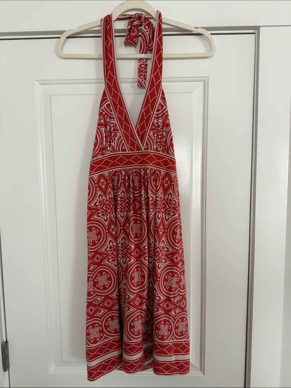 BCBG Max Azria Red Halter Fit-and-Flare Dress